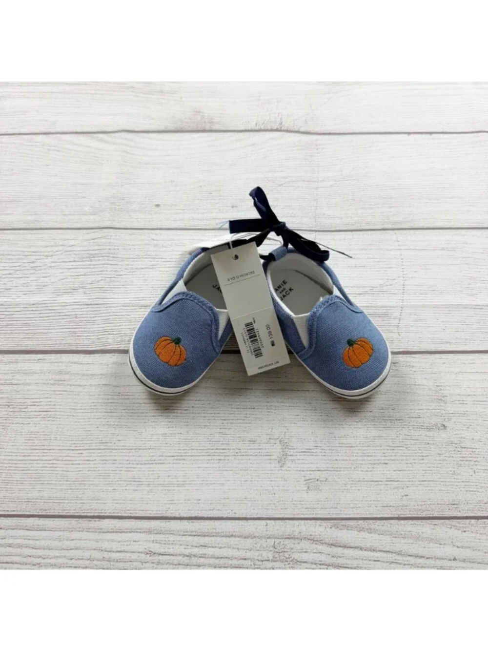 Janie And Jack Baby Pumpkin Denim Slip On Shoes NWT 6-12 Months